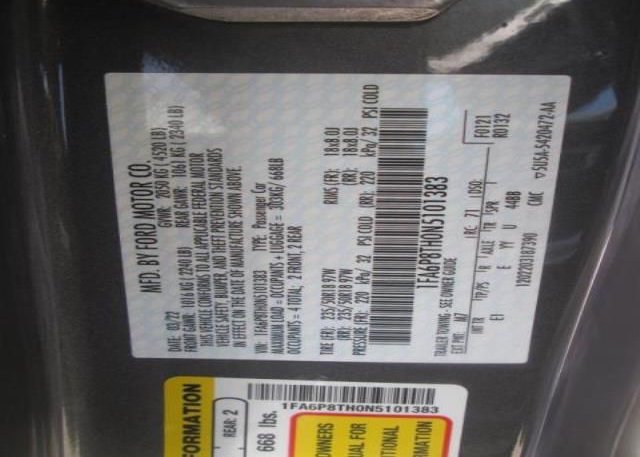 2022 FORD MUSTANG(VIN: 1FA6P8TH0N5101383