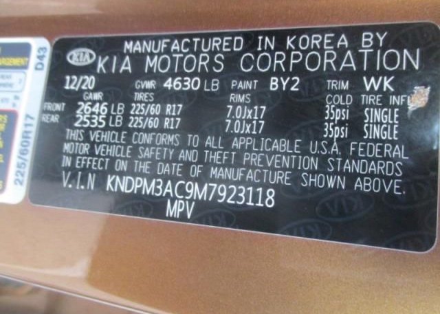 2021 KIA SPORTAGE(VIN: KNDPM3AC9M7923118