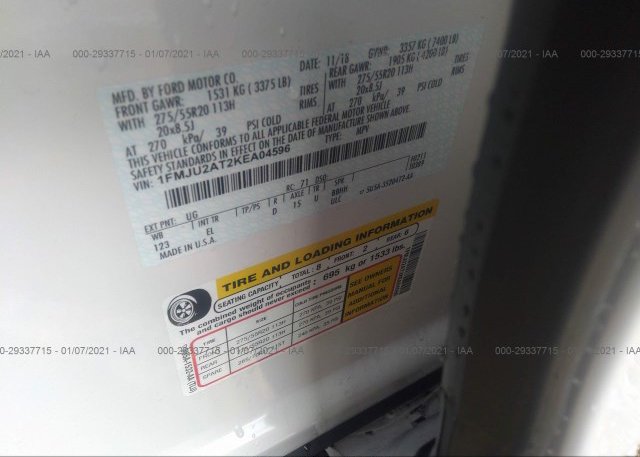 1FMJU2AT2KEA04596 2019 FORD EXPEDITION