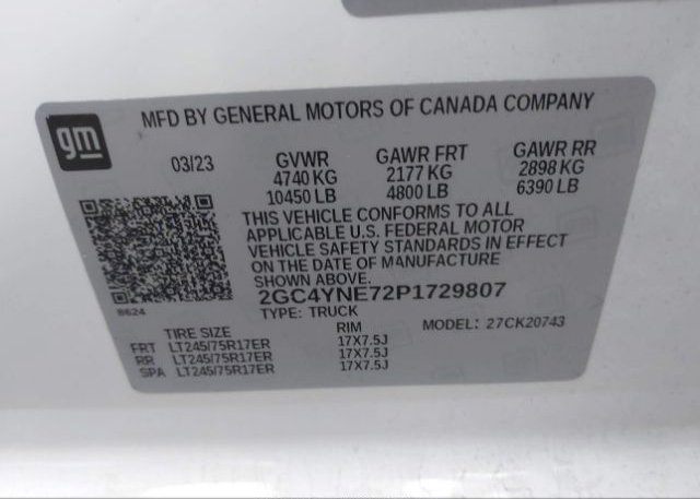 2023 CHEVROLET SILVERADO 2500HD(VIN: 2GC4YNE72P1729807