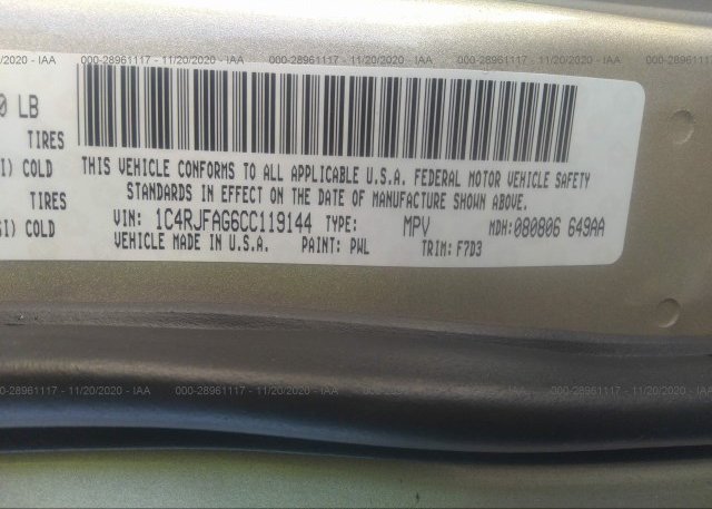 1C4RJFAG6CC119144 2012 JEEP GRAND CHEROKEE