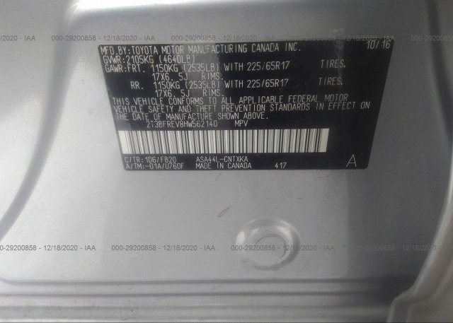 2T3BFREV8HW562140 2017 TOYOTA RAV4