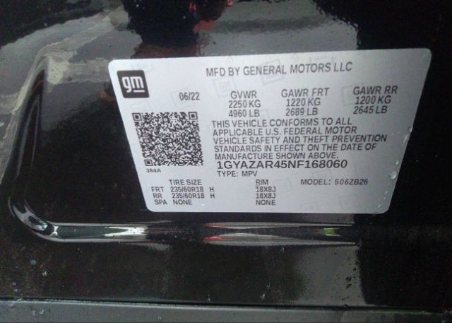 2022 CADILLAC XT4(VIN: 1GYAZAR45NF168060