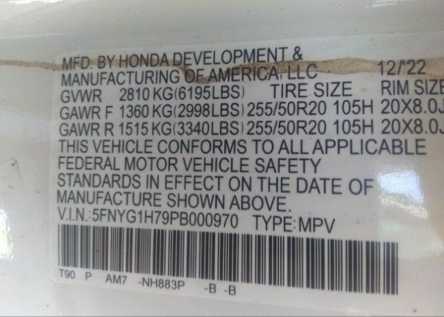 2023 HONDA PILOT(VIN: 5FNYG1H79PB000970