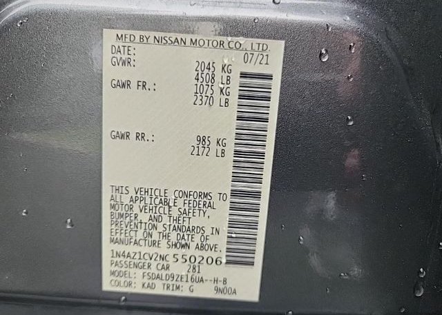 2022 NISSAN LEAF(VIN: 1N4AZ1CV2NC550206