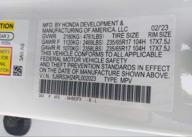 2023 HONDA CR-V LX 2WD(VIN: 5J6RS3H24PL002023