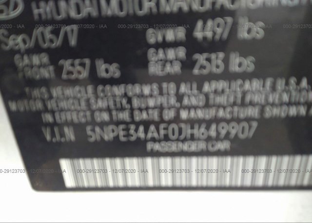 5NPE34AF0JH649907 2018 HYUNDAI SONATA