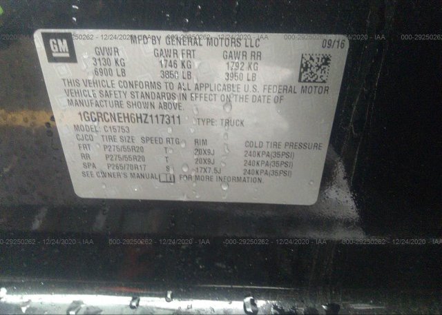1GCRCNEH6HZ117311 2017 CHEVROLET SILVERADO 1500