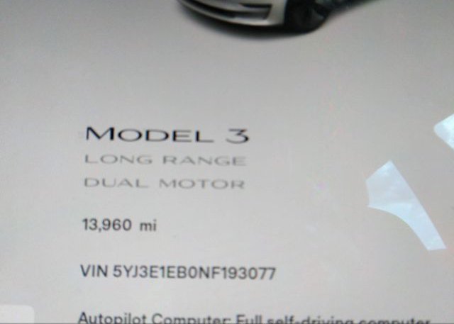 2022 TESLA MODEL 3(VIN: 5YJ3E1EB0NF193077