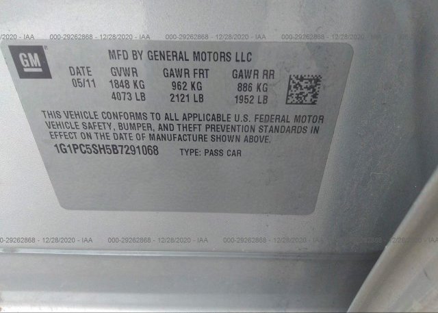 1G1PC5SH5B7291068 2011 CHEVROLET CRUZE