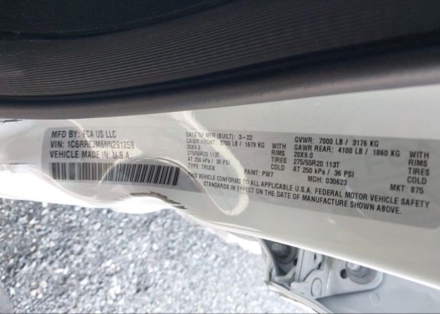 2022 RAM 1500(VIN: 1C6RREJM6NN291259