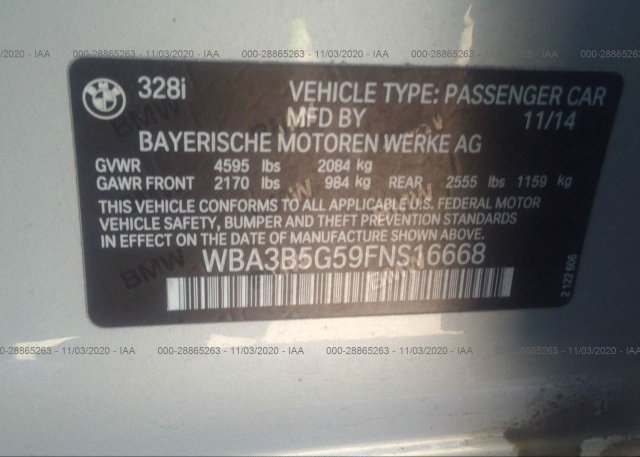 WBA3B5G59FNS16668 2015 BMW 3 SERIES
