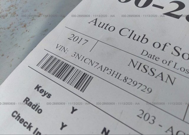 3N1CN7AP3HL829729 2017 NISSAN VERSA SEDAN