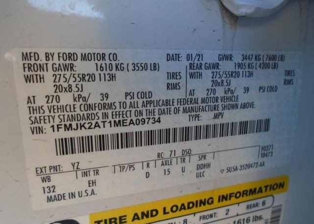 2021 FORD EXPEDITION MAX(VIN: 1FMJK2AT1MEA09734