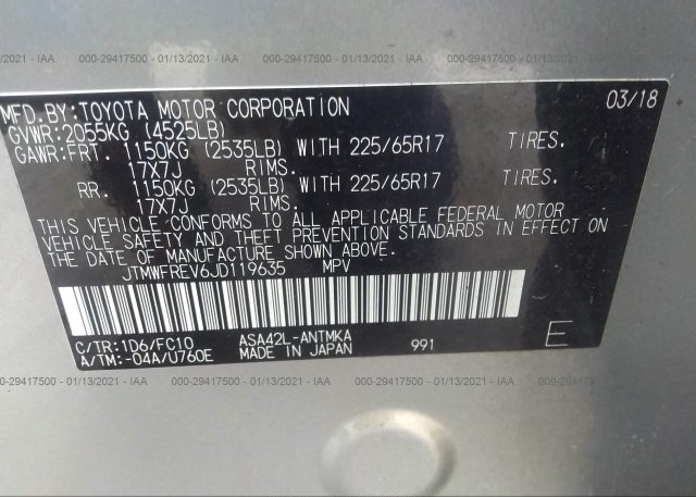 JTMWFREV6JD119635 2018 TOYOTA RAV4