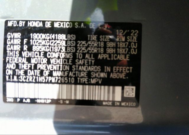 2023 HONDA HR-V(VIN: 3CZRZ1H57PM726510