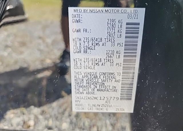 2021 NISSAN MURANO(VIN: 5N1AZ2AS2MC125779