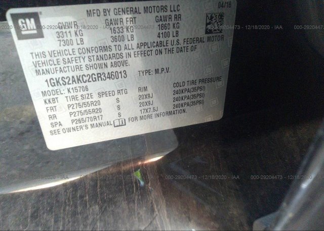 1GKS2AKC2GR346013 2016 GMC YUKON