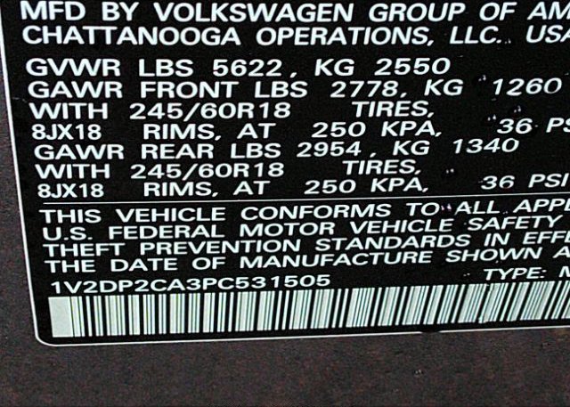 2023 VOLKSWAGEN ATLAS(VIN: 1V2DP2CA3PC531505