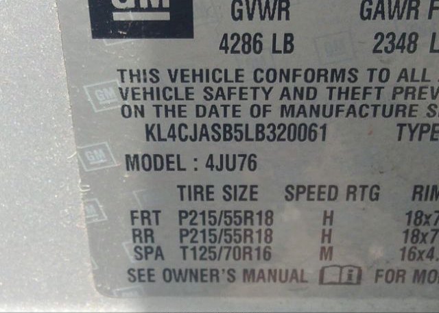 2020 BUICK ENCORE VIN: KL4CJASB5LB320061