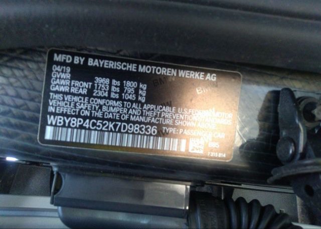 2019 BMW I3 VIN: WBY8P4C52K7D98336