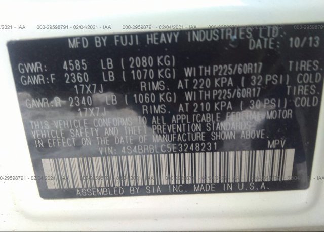 4S4BRBLC5E3248231 2014 SUBARU OUTBACK