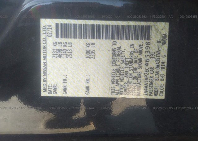 1N4AA5AP2EC465398 2014 NISSAN MAXIMA