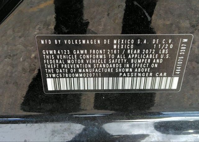 2021 VOLKSWAGEN JETTA(VIN: 3VWC57BU0MM020711