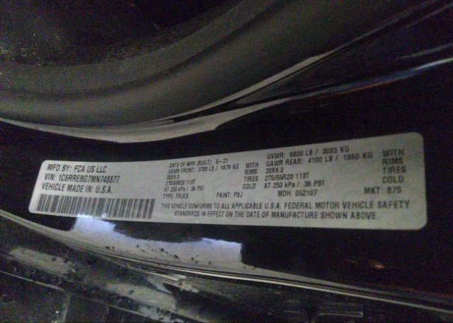 2021 RAM 1500(VIN: 1C6RREBG7MN748877