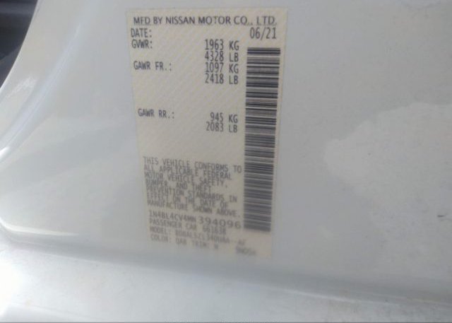 2021 NISSAN ALTIMA(VIN: 1N4BL4CV4MN394096