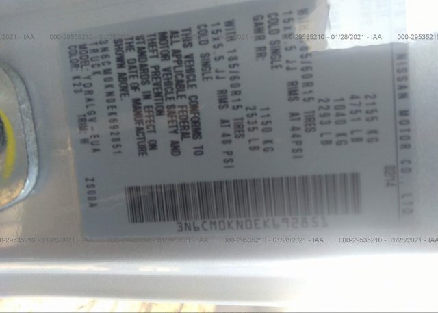 3N6CM0KN0EK692851 2014 NISSAN NV200