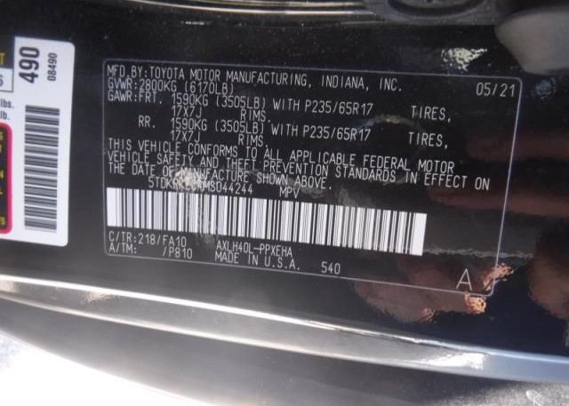 2021 TOYOTA SIENNA(VIN: 5TDKRKEC4MS044244