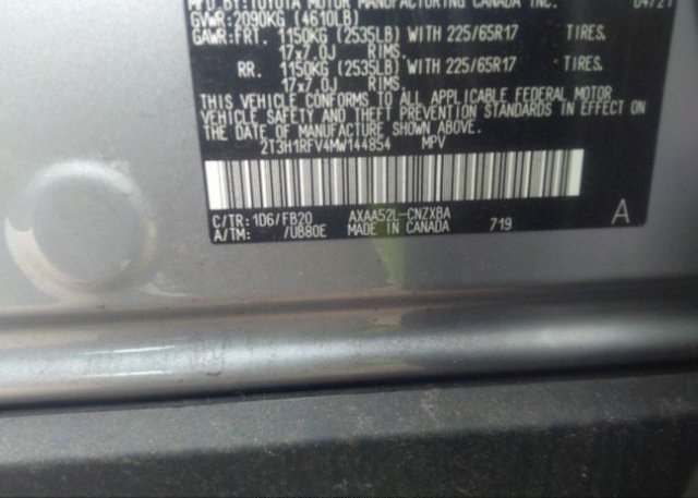 2021 TOYOTA RAV4(VIN: 2T3H1RFV4MW144854