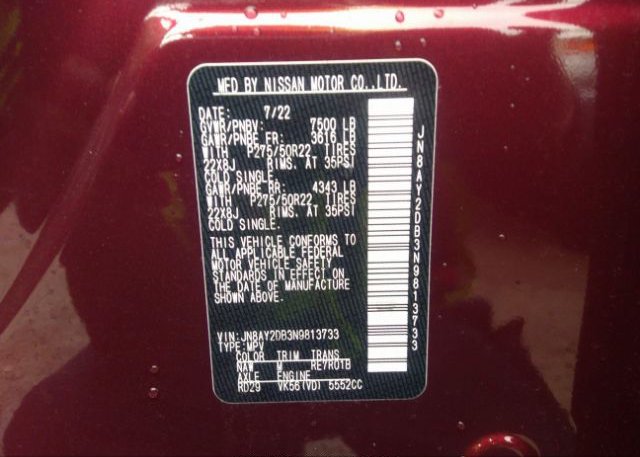 2022 NISSAN ARMADA(VIN: JN8AY2DB3N9813733