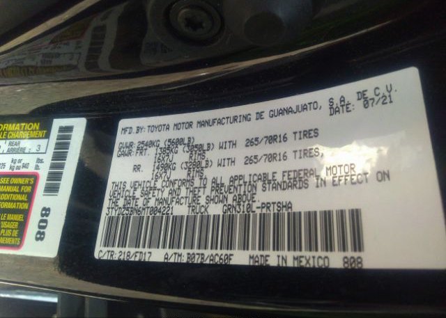 2021 TOYOTA TACOMA 4WD(VIN: 3TYDZ5BN6MT004221