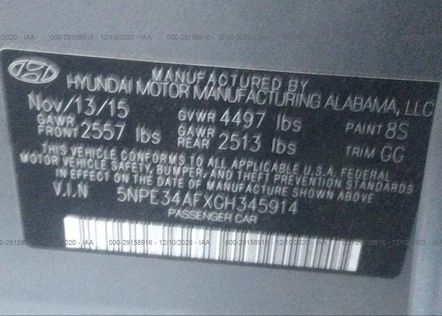 5NPE34AFXGH345914 2016 HYUNDAI SONATA