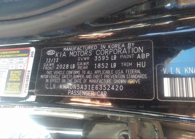KNADN5A31E6352420 2014 KIA RIO