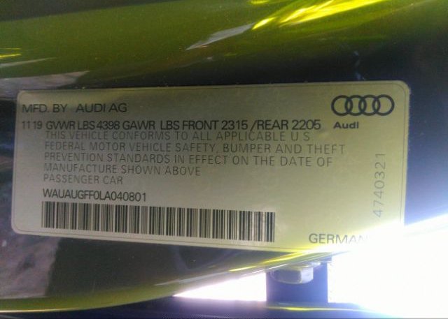 2020 AUDI A3 SEDAN VIN: WAUAUGFF0LA040801