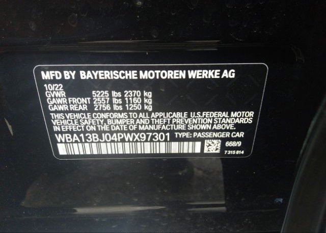 2023 BMW 5 SERIES(VIN: WBA13BJ04PWX97301