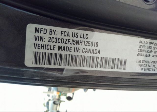 2022 DODGE CHALLENGER(VIN: 2C3CDZFJ5NH125010