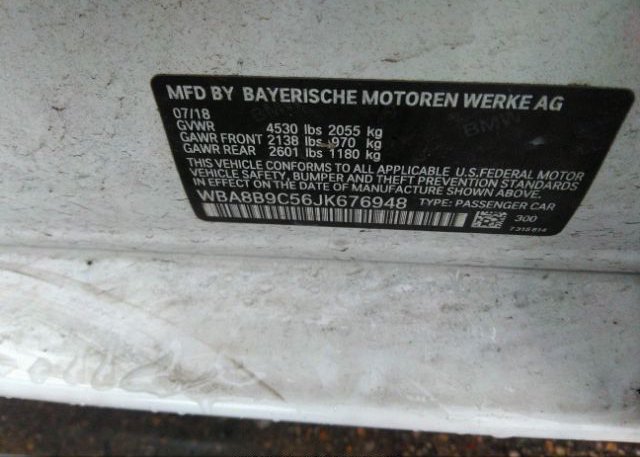 2018 BMW 3 SERIES VIN: WBA8B9C56JK676948