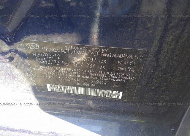 5NPDH4AE3DH249414 2013 HYUNDAI ELANTRA