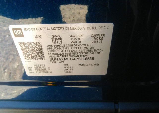 2023 CHEVROLET EQUINOX(VIN: 3GNAXMEG4PS116535