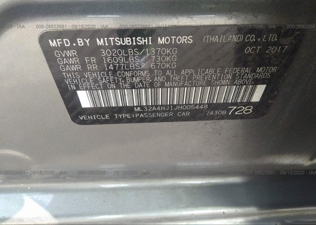 ML32A4HJ1JH005448 2018 MITSUBISHI MIRAGE