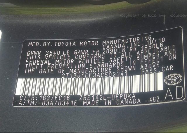 2T1BU4EE3AC502341 2010 Toyota COROLLA