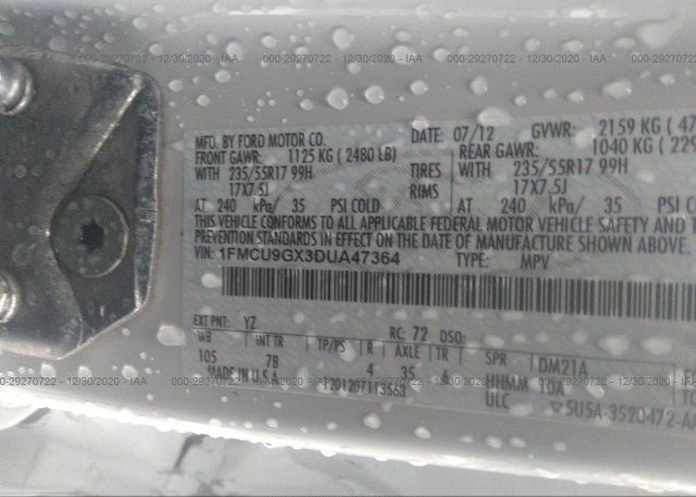 1FMCU9GX3DUA47364 2013 FORD ESCAPE