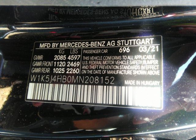 2021 MERCEDES-BENZ CLA(VIN: W1K5J4HB0MN208152