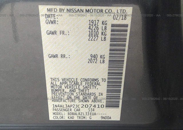 1N4AL3AP2JC207410 2018 Nissan ALTIMA