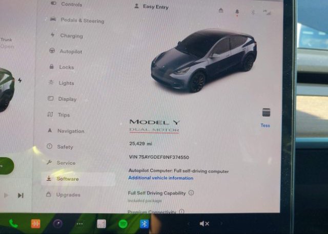 2022 TESLA MODEL Y(VIN: 7SAYGDEF8NF374550