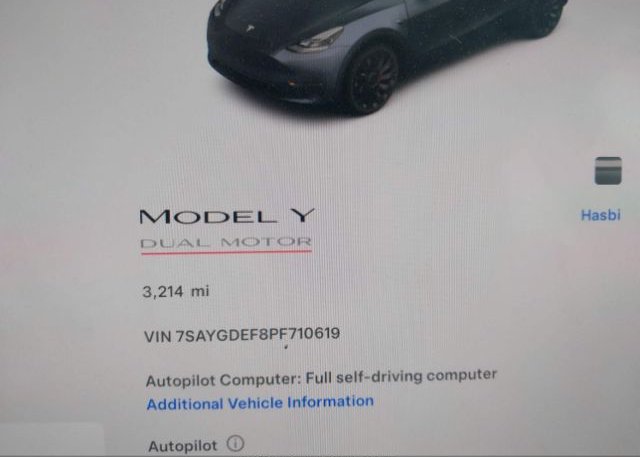 2023 TESLA MODEL Y(VIN: 7SAYGDEF8PF710619